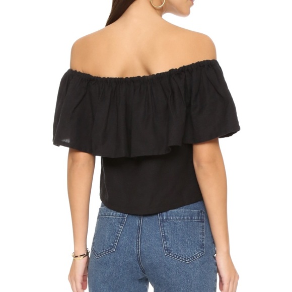 black off the shoulder ruffle top